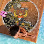 Personalized Giants Football Mascot Beach Blanket Aboriginal Dot Art Style Vibrant Indigenous Pattern Design