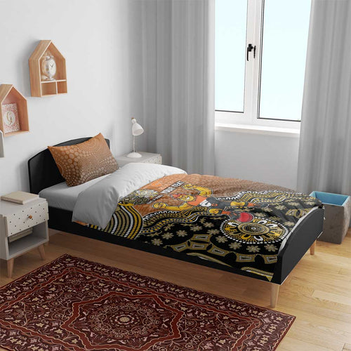 Personalized Giants Football Mascot Bedding Set Aboriginal Dot Art Style Vibrant Indigenous Pattern Design