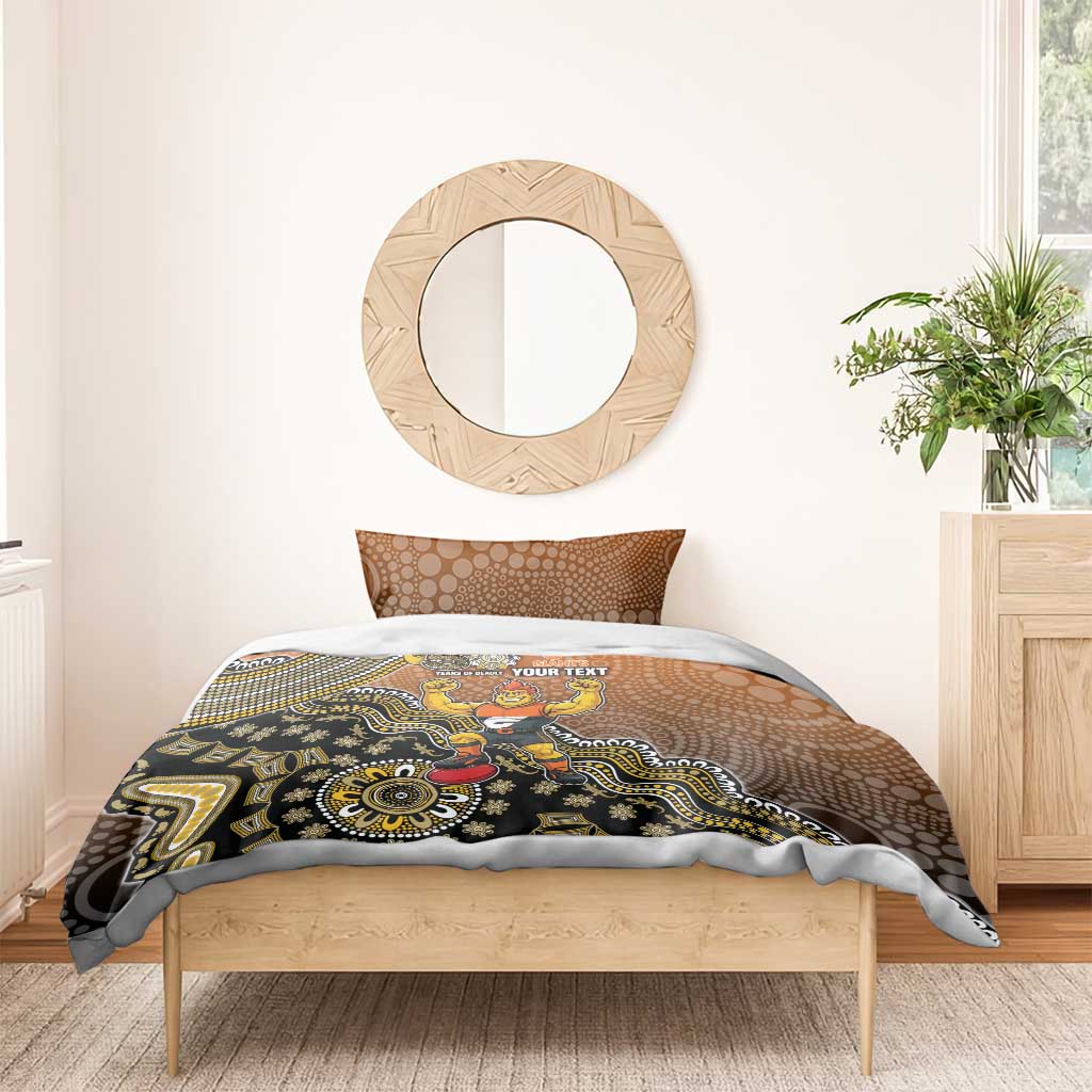 Personalized Giants Football Mascot Bedding Set Aboriginal Dot Art Style Vibrant Indigenous Pattern Design