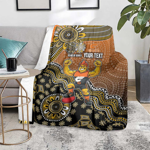 Personalized Giants Football Mascot Blanket Aboriginal Dot Art Style Vibrant Indigenous Pattern Design