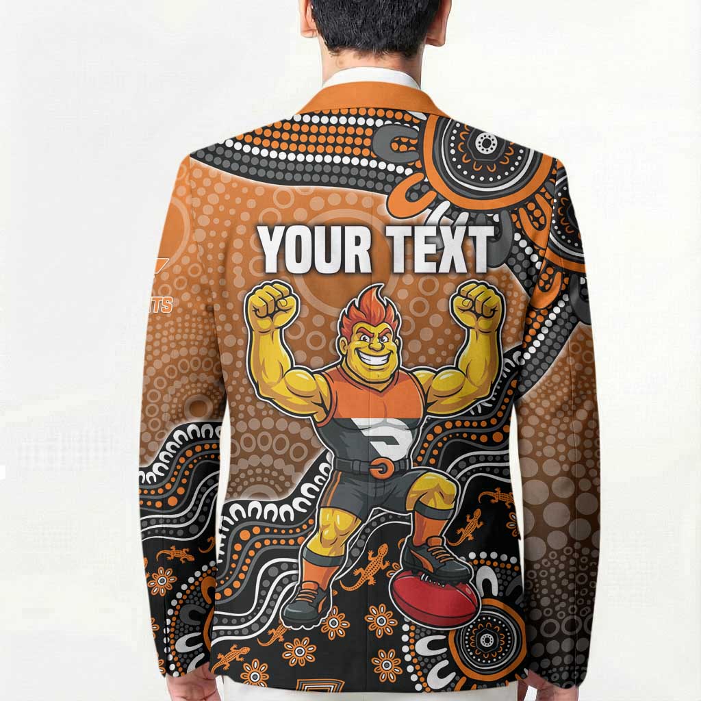 Personalized Giants Football Mascot Blazer Aboriginal Dot Art Style Vibrant Indigenous Pattern Design