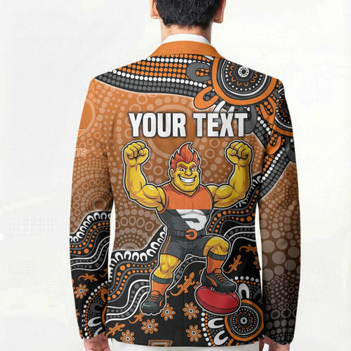 Personalized Giants Football Mascot Blazer Aboriginal Dot Art Style Vibrant Indigenous Pattern Design