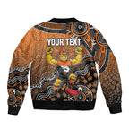 Personalized Giants Football Mascot Bomber Jacket Aboriginal Dot Art Style Vibrant Indigenous Pattern Design