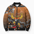 Personalized Giants Football Mascot Bomber Puffer Jacket Aboriginal Dot Art Style Vibrant Indigenous Pattern Design