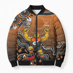 Personalized Giants Football Mascot Bomber Puffer Jacket Aboriginal Dot Art Style Vibrant Indigenous Pattern Design