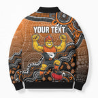 Personalized Giants Football Mascot Bomber Puffer Jacket Aboriginal Dot Art Style Vibrant Indigenous Pattern Design
