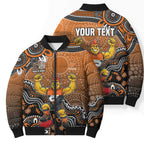 Personalized Giants Football Mascot Bomber Puffer Jacket Aboriginal Dot Art Style Vibrant Indigenous Pattern Design