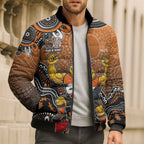 Personalized Giants Football Mascot Bomber Puffer Jacket Aboriginal Dot Art Style Vibrant Indigenous Pattern Design