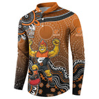 Personalized Giants Football Mascot Button Sweatshirt Aboriginal Dot Art Style Vibrant Indigenous Pattern Design