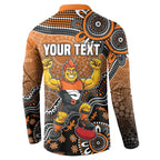 Personalized Giants Football Mascot Button Sweatshirt Aboriginal Dot Art Style Vibrant Indigenous Pattern Design