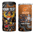 Personalized Giants Football Mascot 4 in 1 Can Cooler Tumbler Aboriginal Dot Art Style Vibrant Indigenous Pattern Design