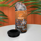 Personalized Giants Football Mascot 4 in 1 Can Cooler Tumbler Aboriginal Dot Art Style Vibrant Indigenous Pattern Design