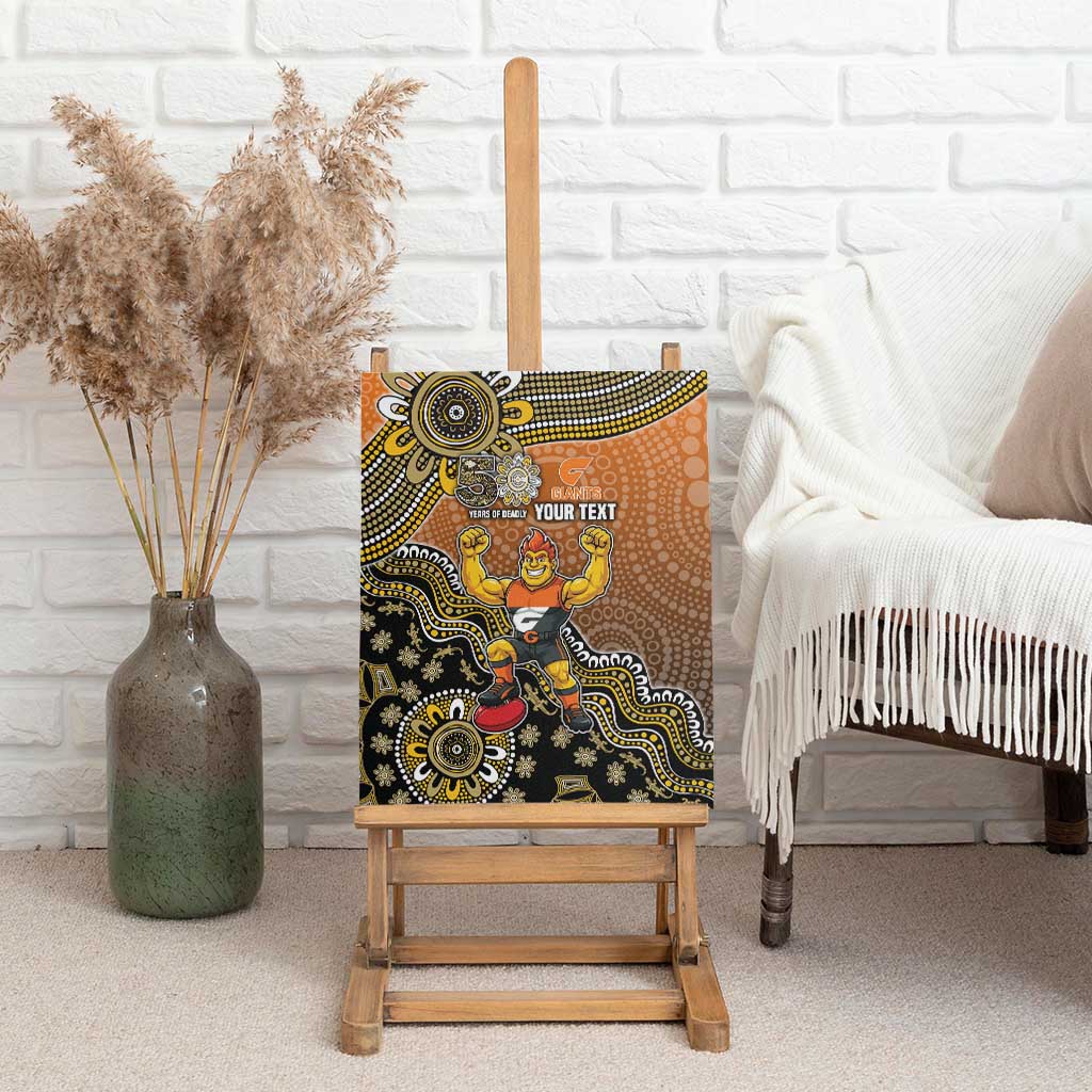 Personalized Giants Football Mascot Canvas Wall Art Aboriginal Dot Art Style Vibrant Indigenous Pattern Design