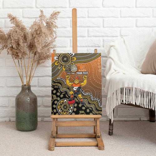 Personalized Giants Football Mascot Canvas Wall Art Aboriginal Dot Art Style Vibrant Indigenous Pattern Design