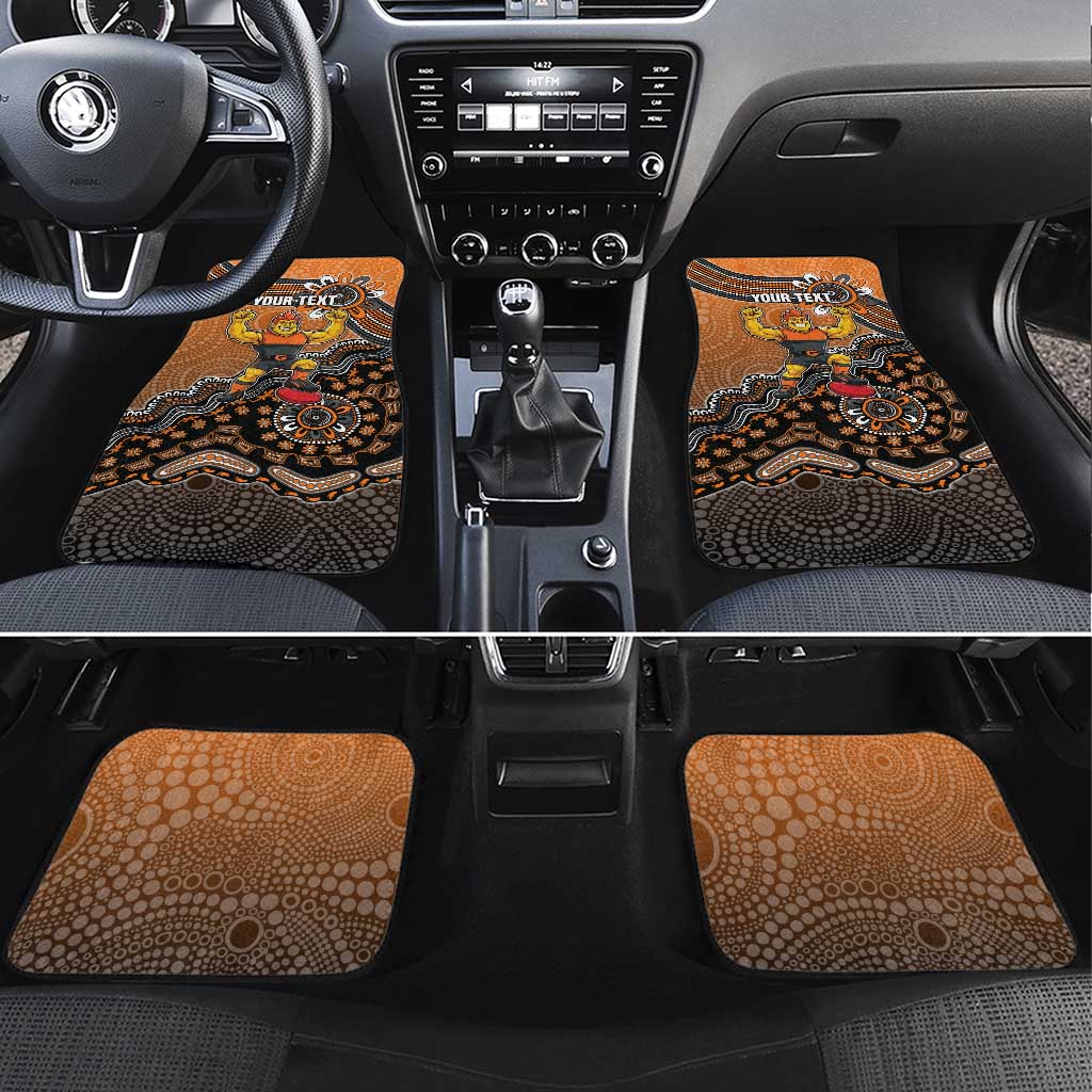 Personalized Giants Football Mascot Car Mats Aboriginal Dot Art Style Vibrant Indigenous Pattern Design