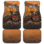Personalized Giants Football Mascot Car Mats Aboriginal Dot Art Style Vibrant Indigenous Pattern Design