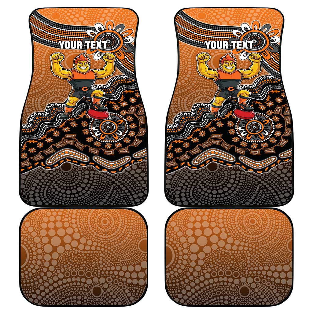 Personalized Giants Football Mascot Car Mats Aboriginal Dot Art Style Vibrant Indigenous Pattern Design