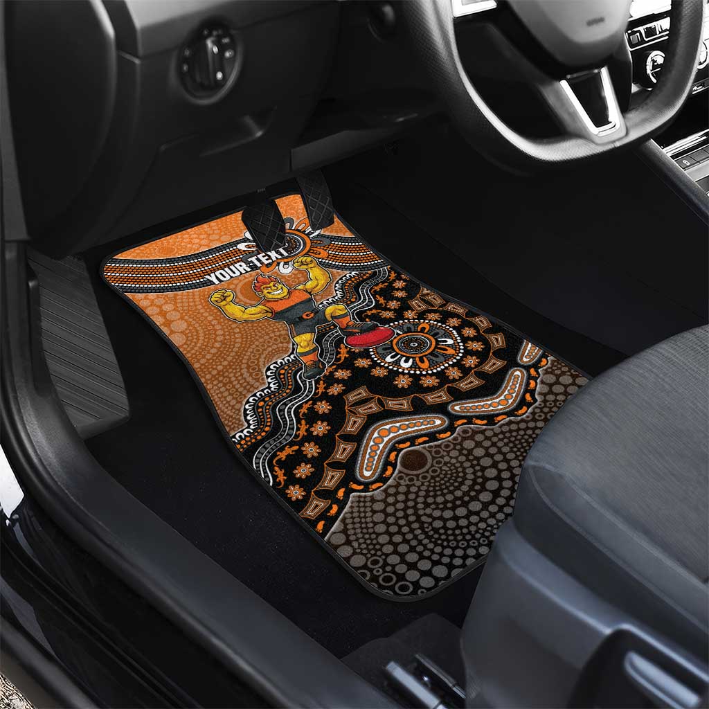Personalized Giants Football Mascot Car Mats Aboriginal Dot Art Style Vibrant Indigenous Pattern Design