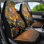 Personalized Giants Football Mascot Car Seat Cover Aboriginal Dot Art Style Vibrant Indigenous Pattern Design