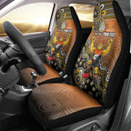 Personalized Giants Football Mascot Car Seat Cover Aboriginal Dot Art Style Vibrant Indigenous Pattern Design
