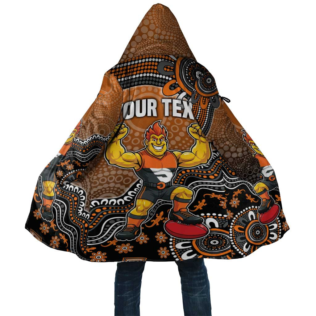 Personalized Giants Football Mascot Cloak Aboriginal Dot Art Style Vibrant Indigenous Pattern Design