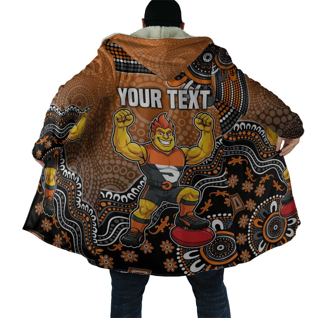 Personalized Giants Football Mascot Cloak Aboriginal Dot Art Style Vibrant Indigenous Pattern Design