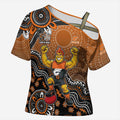 Personalized Giants Football Mascot Cross Shoulder Shirt Aboriginal Dot Art Style Vibrant Indigenous Pattern Design