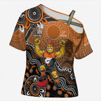 Personalized Giants Football Mascot Cross Shoulder Shirt Aboriginal Dot Art Style Vibrant Indigenous Pattern Design