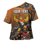 Personalized Giants Football Mascot Cross Shoulder Shirt Aboriginal Dot Art Style Vibrant Indigenous Pattern Design