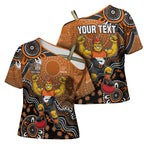 Personalized Giants Football Mascot Cross Shoulder Shirt Aboriginal Dot Art Style Vibrant Indigenous Pattern Design