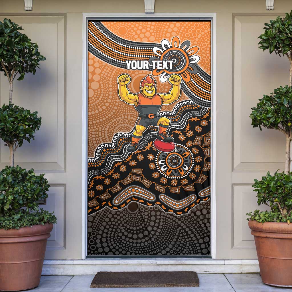 Personalized Giants Football Mascot Door Cover Aboriginal Dot Art Style Vibrant Indigenous Pattern Design