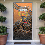 Personalized Giants Football Mascot Door Cover Aboriginal Dot Art Style Vibrant Indigenous Pattern Design