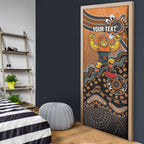 Personalized Giants Football Mascot Door Cover Aboriginal Dot Art Style Vibrant Indigenous Pattern Design