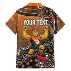 Personalized Giants Football Mascot Family Matching Off Shoulder Maxi Dress and Hawaiian Shirt Aboriginal Dot Art Style Vibrant Indigenous Pattern Design