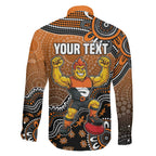 Personalized Giants Football Mascot Family Matching Off Shoulder Short Dress and Hawaiian Shirt Aboriginal Dot Art Style Vibrant Indigenous Pattern Design