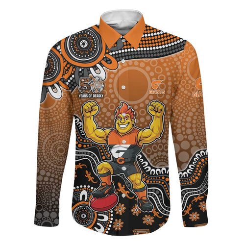 Personalized Giants Football Mascot Family Matching Summer Maxi Dress and Hawaiian Shirt Aboriginal Dot Art Style Vibrant Indigenous Pattern Design