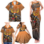 Personalized Giants Football Mascot Family Matching Tank Maxi Dress and Hawaiian Shirt Aboriginal Dot Art Style Vibrant Indigenous Pattern Design