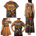 Personalized Giants Football Mascot Family Matching Tank Maxi Dress and Hawaiian Shirt Aboriginal Dot Art Style Vibrant Indigenous Pattern Design