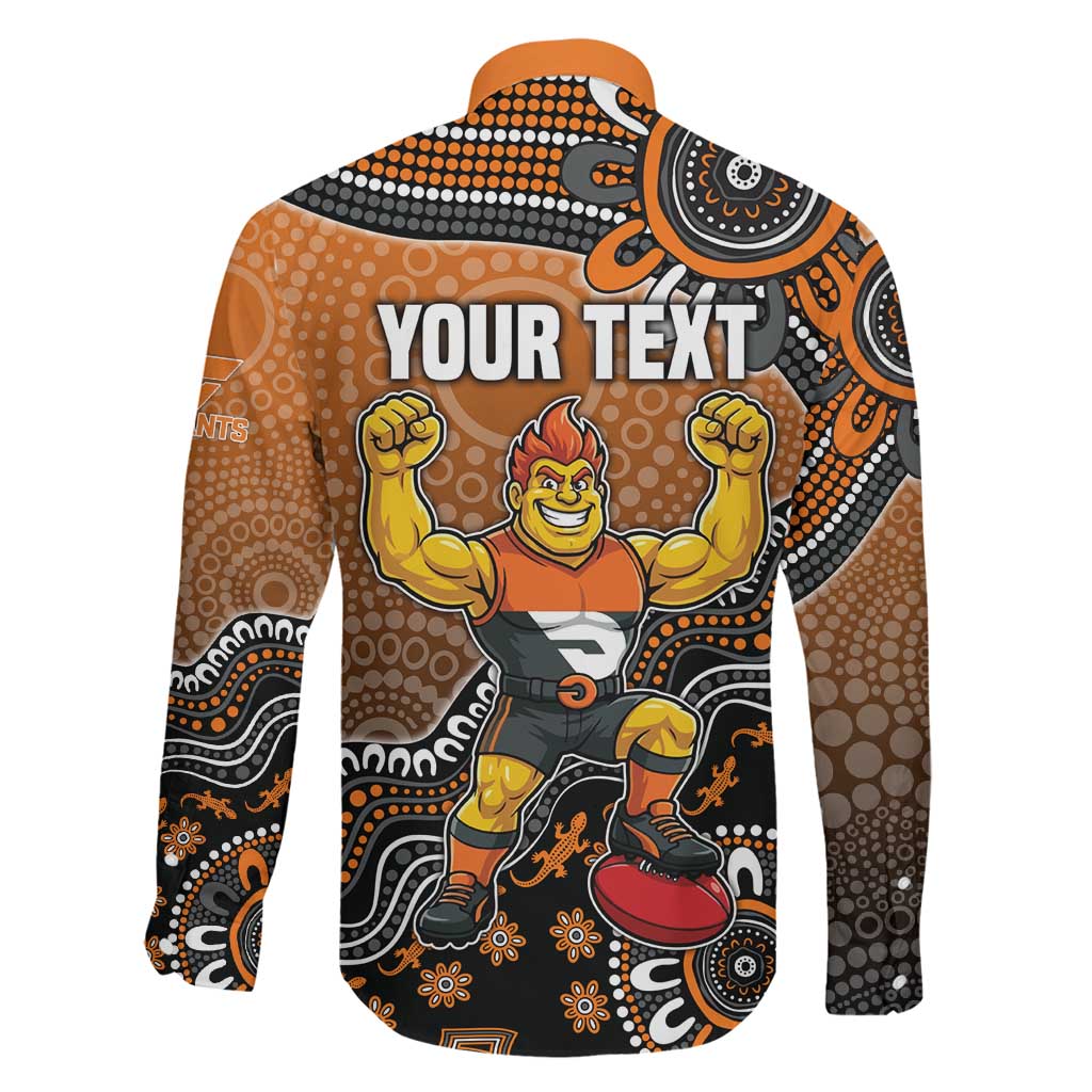 Personalized Giants Football Mascot Family Matching Tank Maxi Dress and Hawaiian Shirt Aboriginal Dot Art Style Vibrant Indigenous Pattern Design