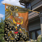 Personalized Giants Football Mascot Garden Flag Aboriginal Dot Art Style Vibrant Indigenous Pattern Design