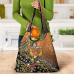 Personalized Giants Football Mascot Grocery Bag Aboriginal Dot Art Style Vibrant Indigenous Pattern Design