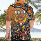 Personalized Giants Football Mascot Hawaiian Shirt Aboriginal Dot Art Style Vibrant Indigenous Pattern Design