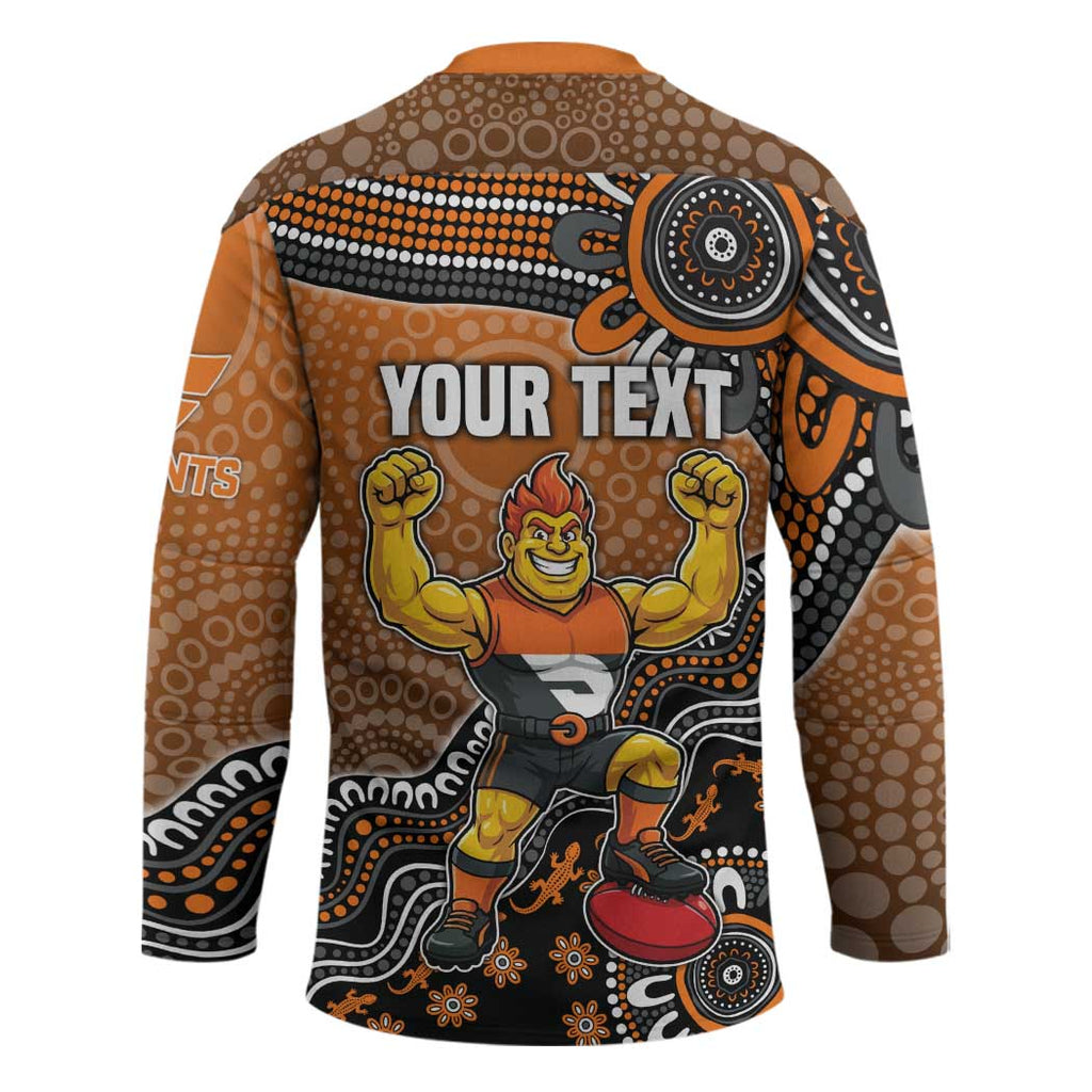 Personalized Giants Football Mascot Hockey Jersey Aboriginal Dot Art Style Vibrant Indigenous Pattern Design