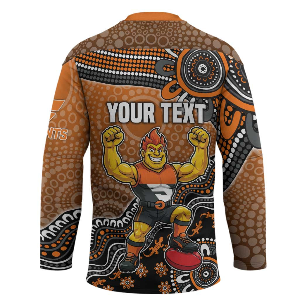 Personalized Giants Football Mascot Hockey Jersey Aboriginal Dot Art Style Vibrant Indigenous Pattern Design