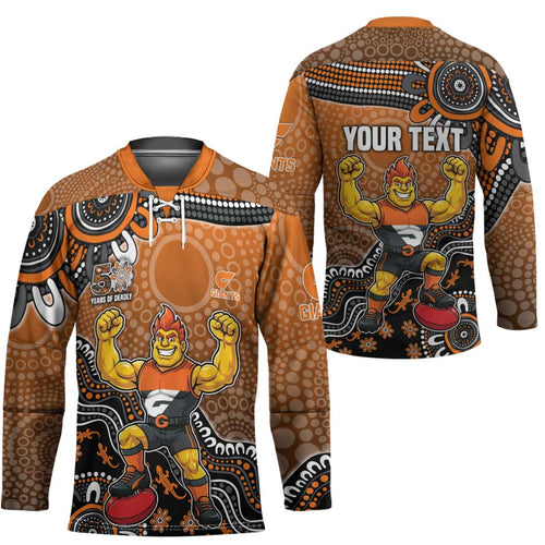 Personalized Giants Football Mascot Hockey Jersey Aboriginal Dot Art Style Vibrant Indigenous Pattern Design