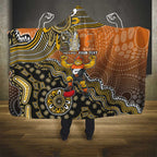 Personalized Giants Football Mascot Hooded Blanket Aboriginal Dot Art Style Vibrant Indigenous Pattern Design
