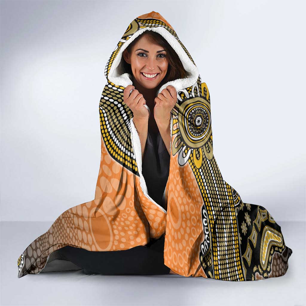 Personalized Giants Football Mascot Hooded Blanket Aboriginal Dot Art Style Vibrant Indigenous Pattern Design