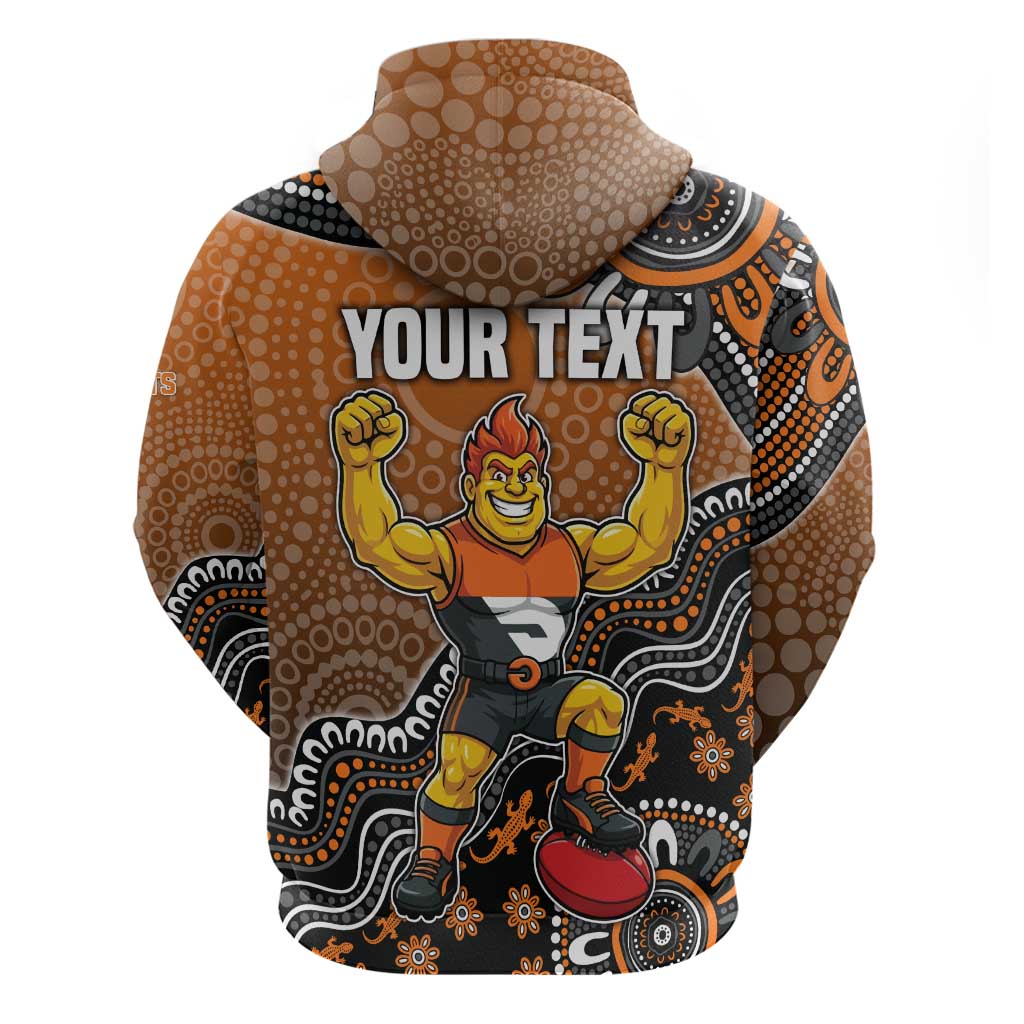 Personalized Giants Football Mascot Hoodie Aboriginal Dot Art Style Vibrant Indigenous Pattern Design