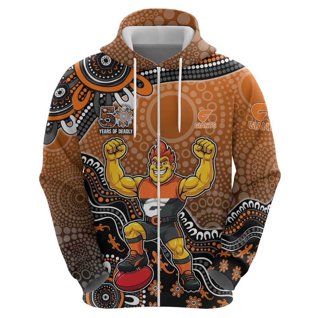 Personalized Giants Football Mascot Hoodie Aboriginal Dot Art Style Vibrant Indigenous Pattern Design