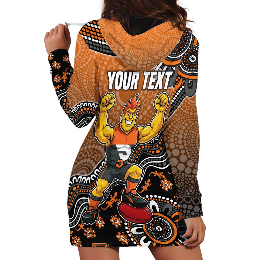 Personalized Giants Football Mascot Hoodie Dress Aboriginal Dot Art Style Vibrant Indigenous Pattern Design